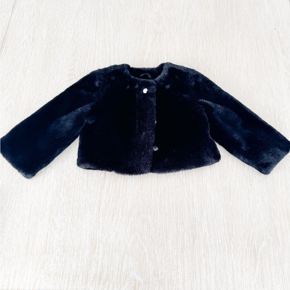 Janie and Jack Black Faux Fur Jacket